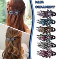 thumbnail image 1 of Womens Rhinestone Floral Hair Clip with Flexible Grip Durable Dovetail Design for Styling, 1 of 3