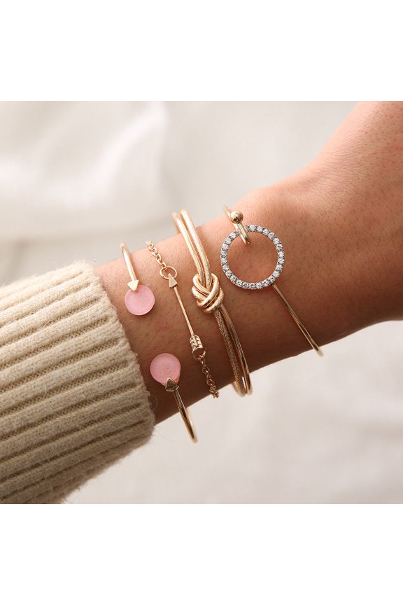 Womens Rhinestone Geometric Bracelet Alloy Electroplated Knotted Circle Arrow Design Fashion Jewelry