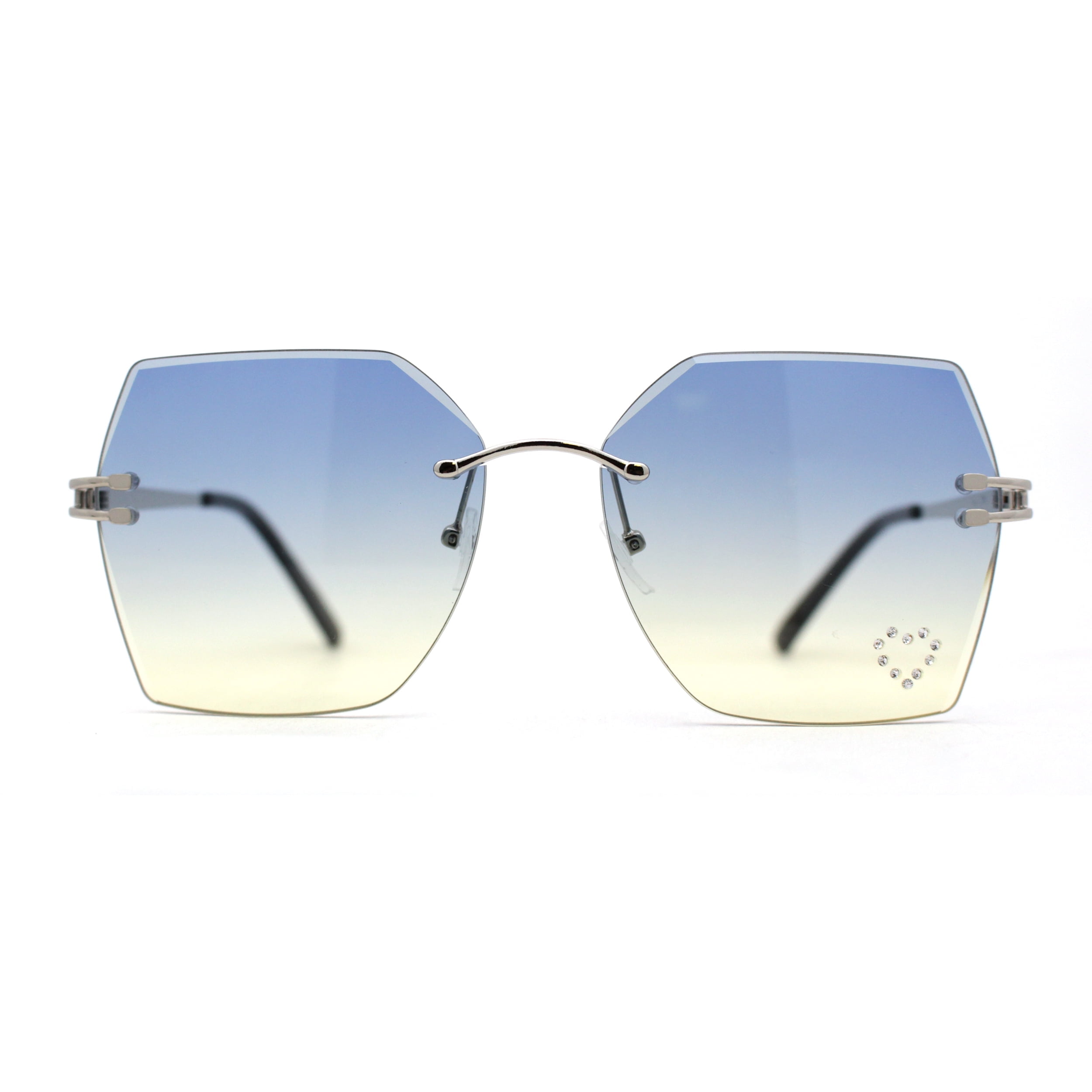BRAND NEW White Geometric Frame Sunglasses with Center Rhinestone Amazon.com: Transition Photochromic full lens Reading  main image 4