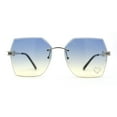 thumbnail image 1 of Womens Rhinestone Heart Lens Bling Rimless Butterfly Chic Sunglasses Silver Blue Yellow, 1 of 4