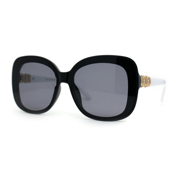 Womens Rhinestone Jewel Hinge Oversize Butterfly Designer Sunglasses Black White