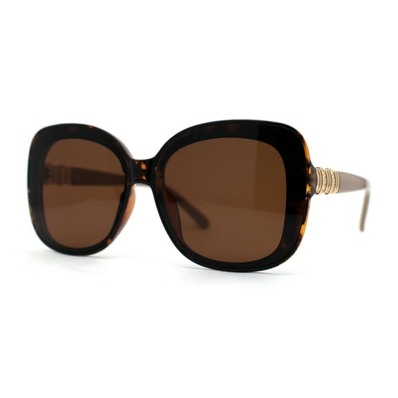 Womens Rhinestone Jewel Hinge Oversize Butterfly Designer Sunglasses Tortoise Beige Brown