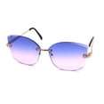thumbnail image 1 of Womens Rhinestone Jewel Hinge Rimless Oversize Cat Eye Butterfly Sunglasses Gold Blue Pink, 1 of 4
