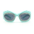 thumbnail image 1 of Womens Rhinestone Jewel Lens Trim Sport Wrap Flaming Plastic Sunglasses Blue - Black, 1 of 4