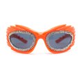 thumbnail image 1 of Womens Rhinestone Jewel Lens Trim Sport Wrap Flaming Plastic Sunglasses Orange - Black, 1 of 4