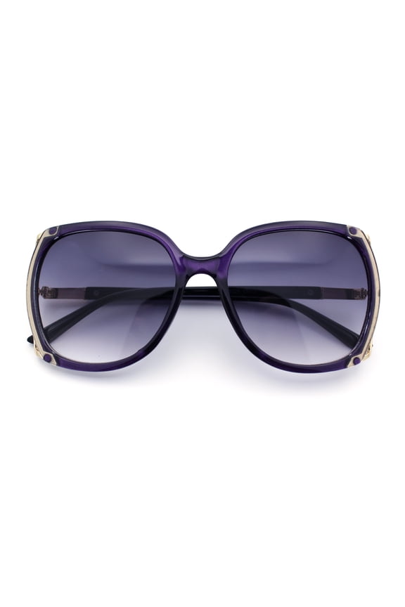 Womens Rhinestone Jewel Ribbon Temple Oversized 90s Butterfly Sunglasses All Purple