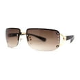 thumbnail image 1 of Womens Rhinestone Jewel Rimless Rectangle Designer Fashion Sunglasses Gold Brown, 1 of 4