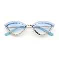 thumbnail image 1 of Womens Rhinestone Jewel Trim Cat Eye Luxury Rimless Bling Sunglasses Gold - Blue, 1 of 1