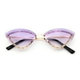 thumbnail image 1 of Womens Rhinestone Jewel Trim Cat Eye Luxury Rimless Bling Sunglasses Gold - Purple, 1 of 1