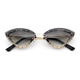 thumbnail image 1 of Womens Rhinestone Jewel Trim Cat Eye Luxury Rimless Bling Sunglasses Gold - Smoke, 1 of 1