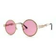 thumbnail image 1 of Womens Rhinestone Jewel Victorian Fancy Engraving Hippie Round Sunglasses Gold Pink, 1 of 4