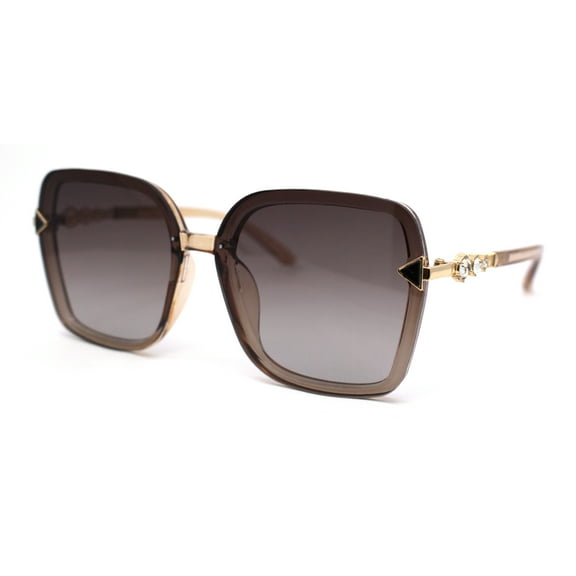 Womens Rhinestone Jewelry Rimless Butterfly Designer Sunglasses Beige - Smoke