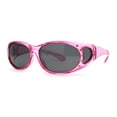 thumbnail image 1 of Womens Rhinestone Polarized Oval Fit Over Sunglasses Pink Black, 1 of 4