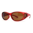 thumbnail image 1 of Womens Rhinestone Polarized Oval Fit Over Sunglasses Red Brown, 1 of 4