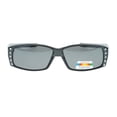 thumbnail image 1 of Womens Rhinestone Rectangular Polarized Fit Over Glasses Sunglasses Grey Black, 1 of 4