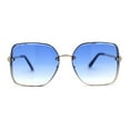 thumbnail image 1 of Womens Rhinestone Rimless Rectangular Mod Butterfly Sunglasses Gold Blue, 1 of 4