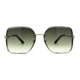 thumbnail image 1 of Womens Rhinestone Rimless Rectangular Mod Butterfly Sunglasses Gold Green, 1 of 4