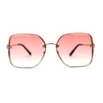 thumbnail image 1 of Womens Rhinestone Rimless Rectangular Mod Butterfly Sunglasses Gold Red, 1 of 4