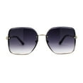 thumbnail image 1 of Womens Rhinestone Rimless Rectangular Mod Butterfly Sunglasses Gold Smoke, 1 of 4
