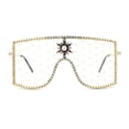 thumbnail image 1 of Womens Rhinestone Shield Lace Mesh Lens Luxury Metal Rim Sunglasses All Gold, 1 of 4