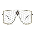 thumbnail image 1 of Womens Rhinestone Shield Lace Mesh Lens Luxury Metal Rim Sunglasses Black Brown, 1 of 4