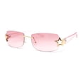 thumbnail image 1 of Womens Rhinestone Star Jewel Rimless Designer Sunglasses Gold Pink - Pink, 1 of 4