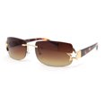 thumbnail image 1 of Womens Rhinestone Star Jewel Rimless Designer Sunglasses Gold Tortoise - Brown, 1 of 4