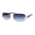 thumbnail image 1 of Womens Rhinestone Star Jewel Rimless Designer Sunglasses Silver Black - Smoke, 1 of 1