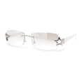 thumbnail image 1 of Womens Rhinestone Star Jewel Rimless Designer Sunglasses Silver White - Clear, 1 of 4