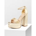 thumbnail image 1 of Womens Rhinestone Strap London Platform Chunky Heel Pumps With Ankle Strap, 1 of 8