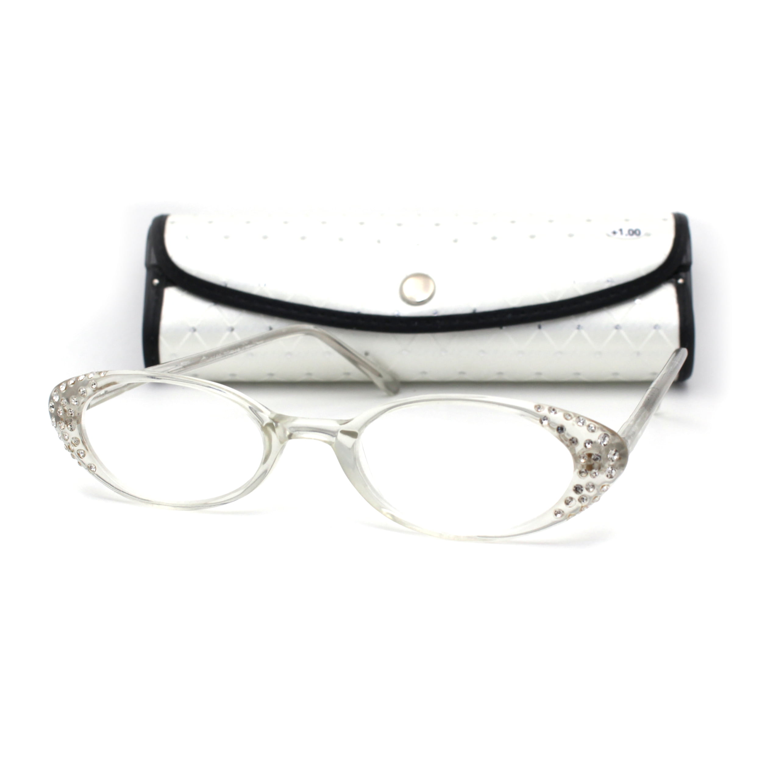 Retro Readers black frames with Clear Crystal rhinestones +2.25 reading glasses Retro Readers Black Frames With Clear Crystal Rhinestones +  main image 2