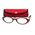 thumbnail image 1 of Womens Rhinestone Studded Oval Cat Eye Reading Glasses with Hard Case Red +2.75, 1 of 4