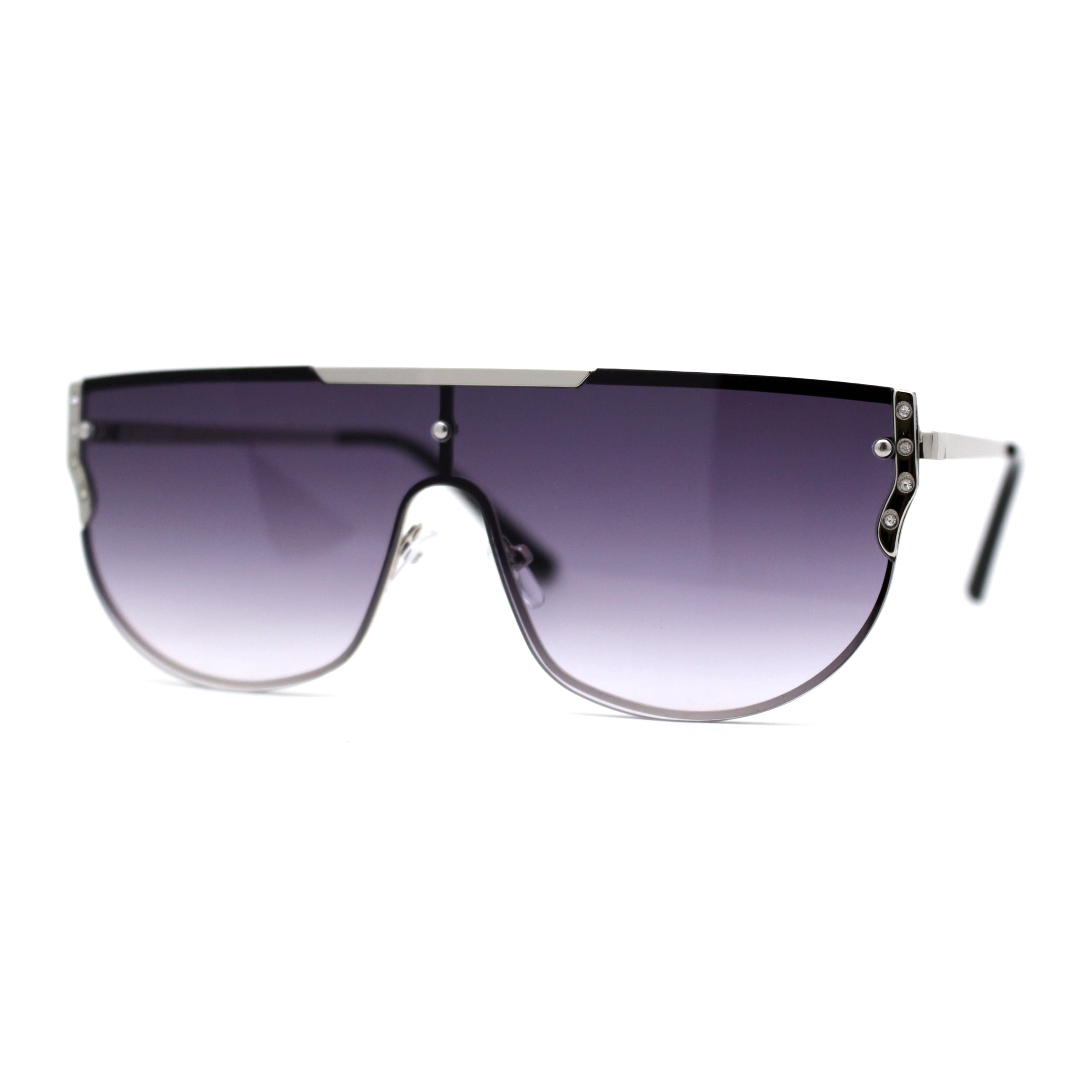 Womens Rhinestone Trim Flat Top Exposed Lens Metal  display picture 1