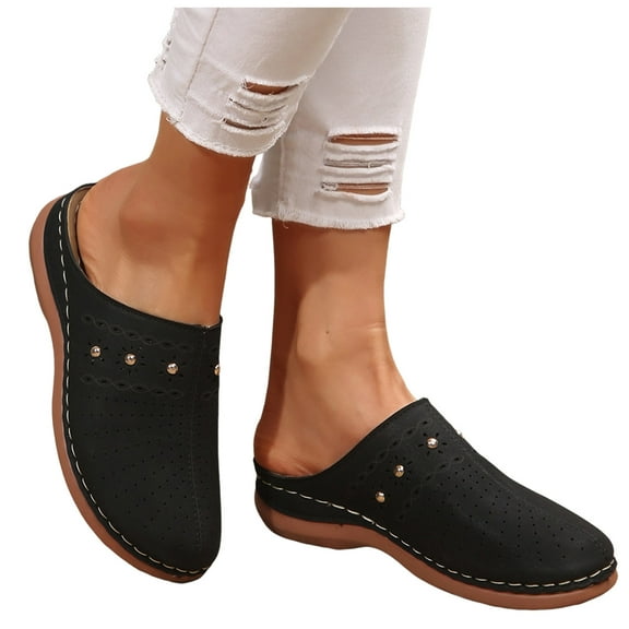 Womens Rhinestones Clogs Wedge Mules 2025 Comfortable Closed Toe Orthopedic Walking Slip on Sandals