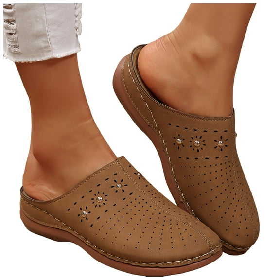 Womens Rhinestones Clogs Wedge Mules 2025 Comfortable Closed Toe Orthopedic Walking Slip on Sandals