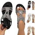 thumbnail image 1 of Womens Rhinestones Flats Dressy Sandals Sparkly Crystal Boho Wedge Low Heels Open Toe Slingback Dress Sandals, 1 of 6