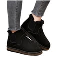 thumbnail image 1 of Womens Rhinestones Snow Boots Fashion Winter Warm Fleece Lined Suede Glitter Platform Chelsea Ankle Booties Black Size 6, 1 of 7