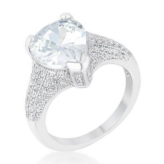 Womens Rhyne 5.8 CT Cubic Zirconia Rhodium Pear Cocktail Ring - Size 7