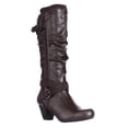 thumbnail image 1 of Womens Rialto Crystal Knee High Slouch Boots, Brown, 1 of 6