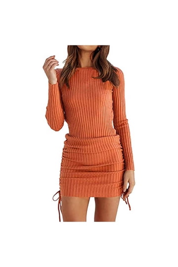 dark orange sweater dress Hey Pumpkin Sweater Dress In Rust