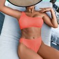thumbnail image 1 of Womens Ribbed Bikini Set Solid One Shoulder Two Piece Push up Swimwear Swimsuit Summer High Waisted Beachwear Swimsuit Dress for Women Orange L, 1 of 3