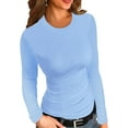 thumbnail image 1 of Womens Ribbed Crewneck Long Sleeve Shirts Slim Fit Basic Tunic Tops Tees, 1 of 4