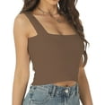 thumbnail image 1 of Womens Ribbed Crop Top 2024 Square Neck Sleeveless Sexy Summer Knit Tops Basic Tank Tops, 1 of 6