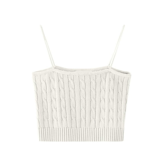 Womens Ribbed Knit Cami Top Cropped Spaghetti Strap Tank Sleeveless Casual Cute Summer Camisole