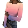 thumbnail image 1 of Womens Ribbed Knit Long Sleeve Shirts Plus Size Crew Neck Knitted Tops Casual Basic Jumper Tops, 1 of 4