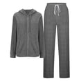 thumbnail image 1 of Womens Ribbed Knit Lounge Set 2 Piece Outfits Zip up Hoodie Sweatshirt Loose Wide Leg Pants Tracksuit, 1 of 7
