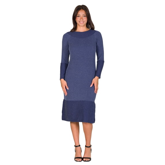 Womens Ribbed Knit Midi Dress