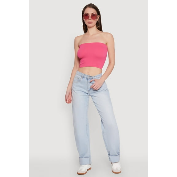 Womens Ribbed Knit Seamless Tube Top