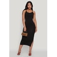 thumbnail image 1 of Womens Ribbed Knit Side Slit Cami Maxi Dress, 1 of 4