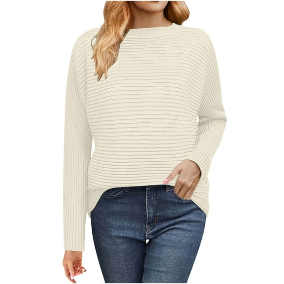 Womens Ribbed Knit Sweater Long Sleeve Fall Sweaters Shirts Crew Neck Casual Soft Pullovers Jumpers Yellow, 3XL